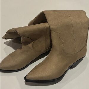 Tan Suede tall cowboy Boots